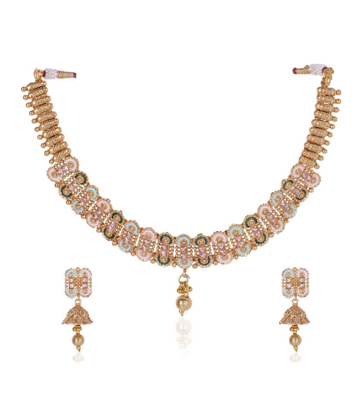     			Jiyanshi fashion Multi Color Copper Necklace Set ( Pack of 1 )