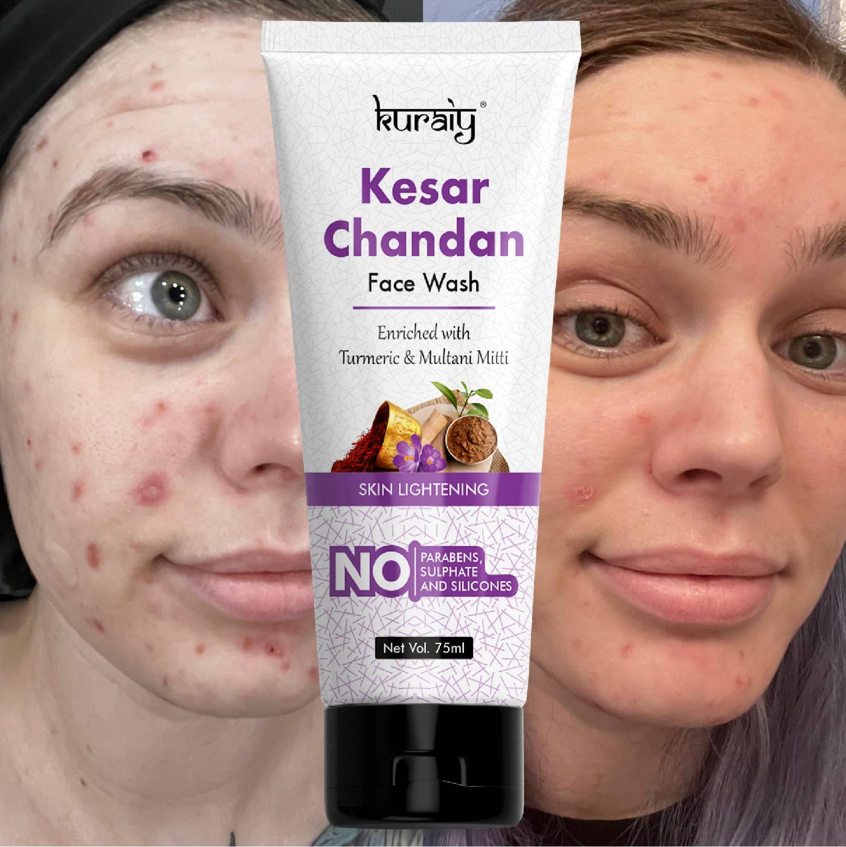     			KURAIY Gold Kesar Chandan Face wash For Glowing Skin, All Skin Types 75ml (Pack of 1)