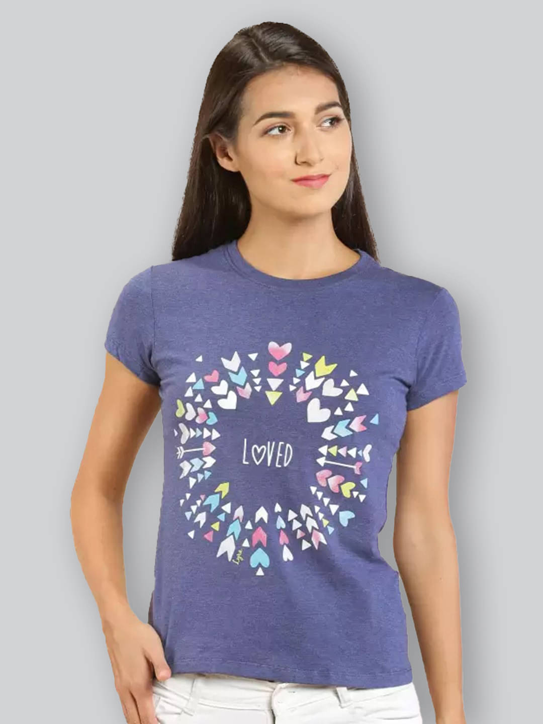 LYRA Women Cotton Printed Regular Fit Round Neck T-Shirt ( Purple ) LYRA Women Cotton Printed Regular Fit Round Neck T-Shirt ( Purple )
