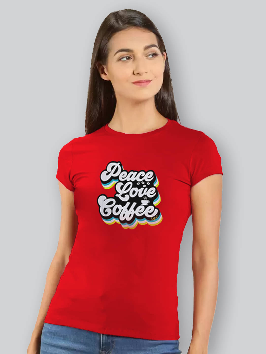 LYRA Women Cotton Printed Regular Fit Round Neck T-Shirt ( Red ) LYRA Women Cotton Printed Regular Fit Round Neck T-Shirt ( Red )