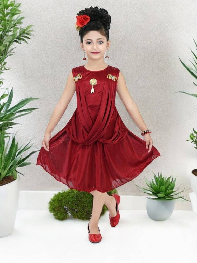 Mullick the designer Polyester Frock For Girls ( Pack of 1 , Maroon ) Mullick the designer Polyester Frock For Girls ( Pack of 1 , Maroon )