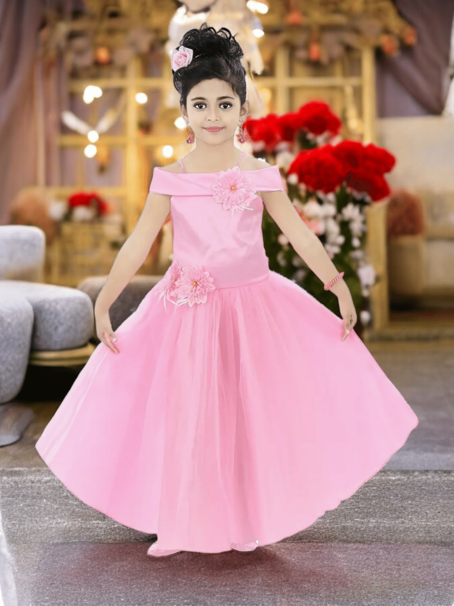     			Mullick the designer Pack of 1 Baby Girls Net Frock ( Pink )