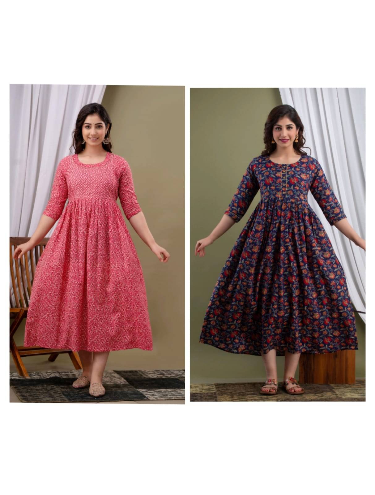 Nevisha Style Multi Color Cotton Maternity Kurta Pack of 2 Nevisha Style Multi Color Cotton Maternity Kurta Pack of 2