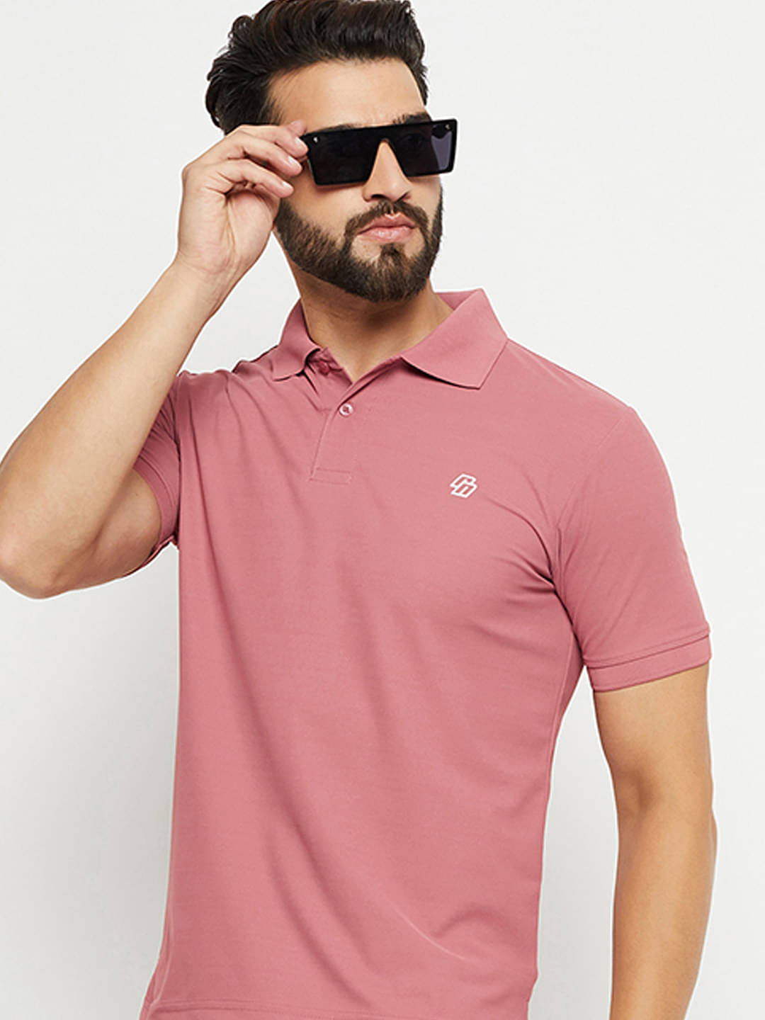    			Nuovo Pack of 1 Cotton Blend Regular Fit Solid Half Sleeves Men's Polo T Shirt ( Pink )