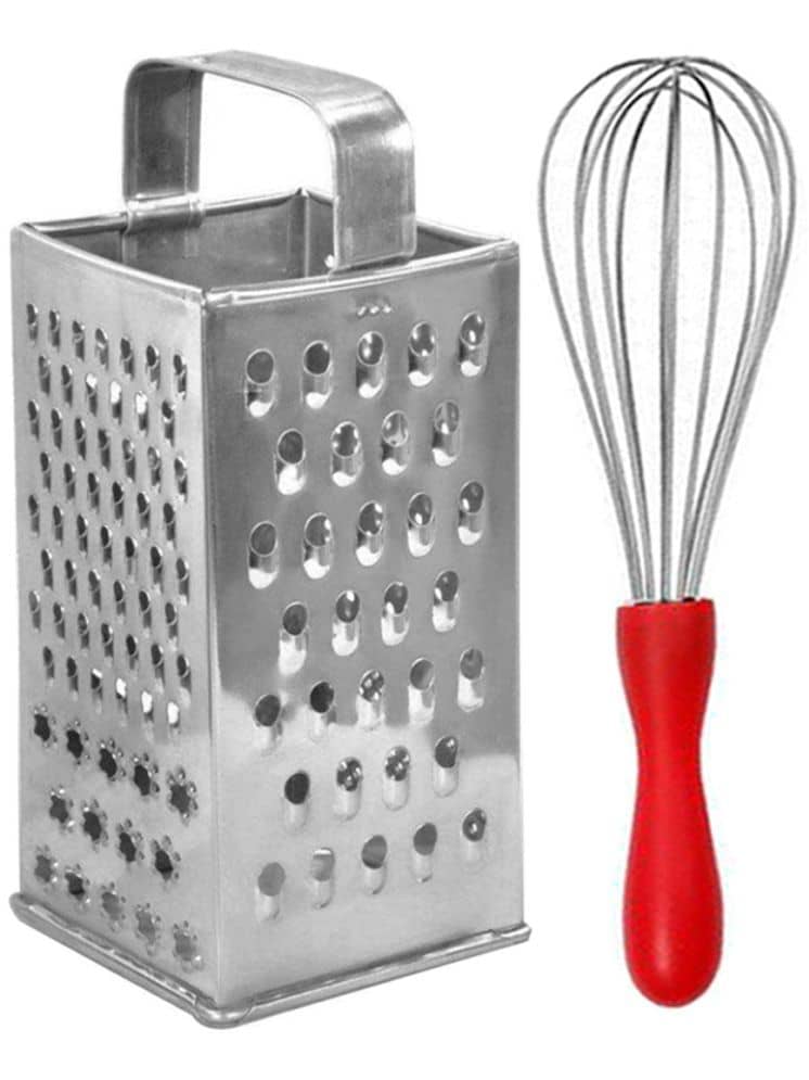 OC9 Silver Stainless Steel 8 in 1 Grater+Whisk ( Set of 2 )