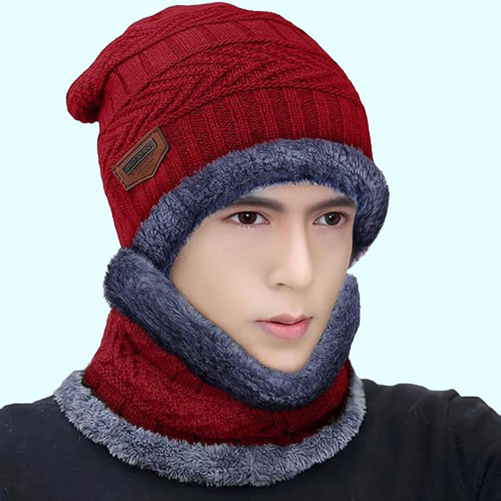 Paryag Maroon Woollen Men's Cap ( Pack of 1 )