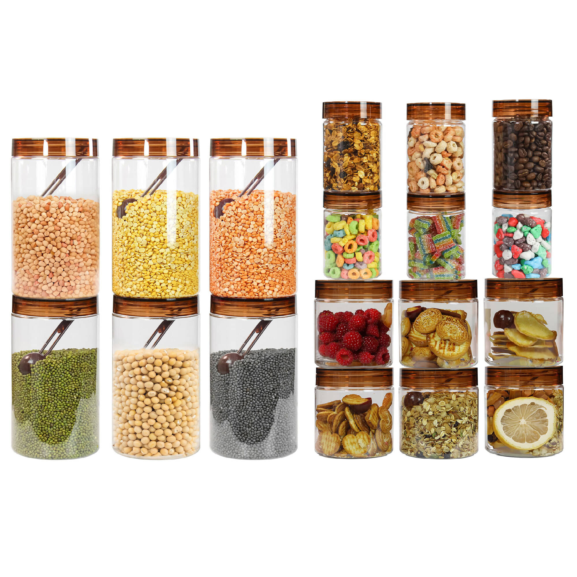 PearlPet 300ml,500ml,1000ml Plastic Brown Multi-Purpose Container ( Set of 18 ) PearlPet 300ml,500ml,1000ml Plastic Brown Multi-Purpose Container ( Set of 18 )
