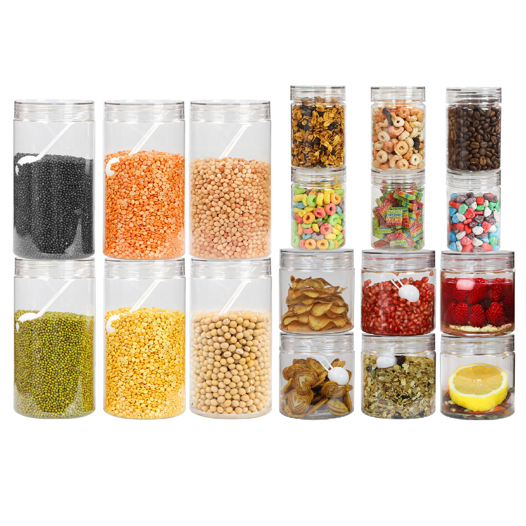 PearlPet 300ml,500ml,1400ml Plastic Transparent Multi-Purpose Container ( Set of 18 ) PearlPet 300ml,500ml,1400ml Plastic Transparent Multi-Purpose Container ( Set of 18 )