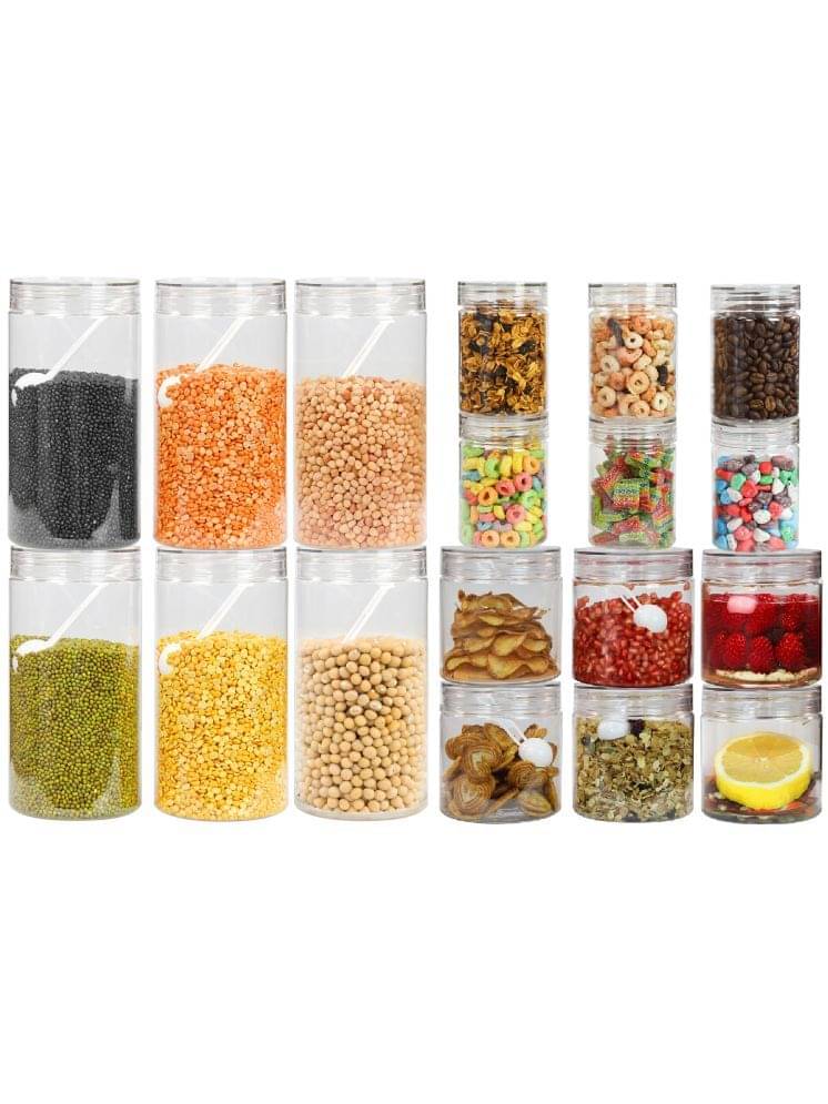 PearlPet 300ml,500ml,1700ml Plastic Transparent Multi-Purpose Container ( Set of 18 ) PearlPet 300ml,500ml,1700ml Plastic Transparent Multi-Purpose Container ( Set of 18 )