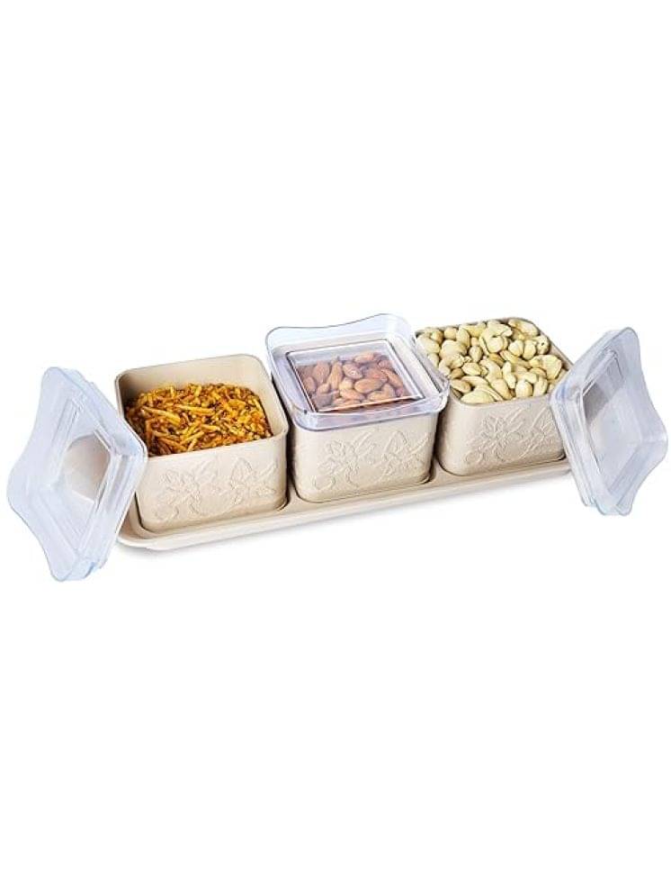 PearlPet DazzleJar-Beige Plastic Beige Multi-Purpose Container ( Set of 3 ) PearlPet DazzleJar-Beige Plastic Beige Multi-Purpose Container ( Set of 3 )