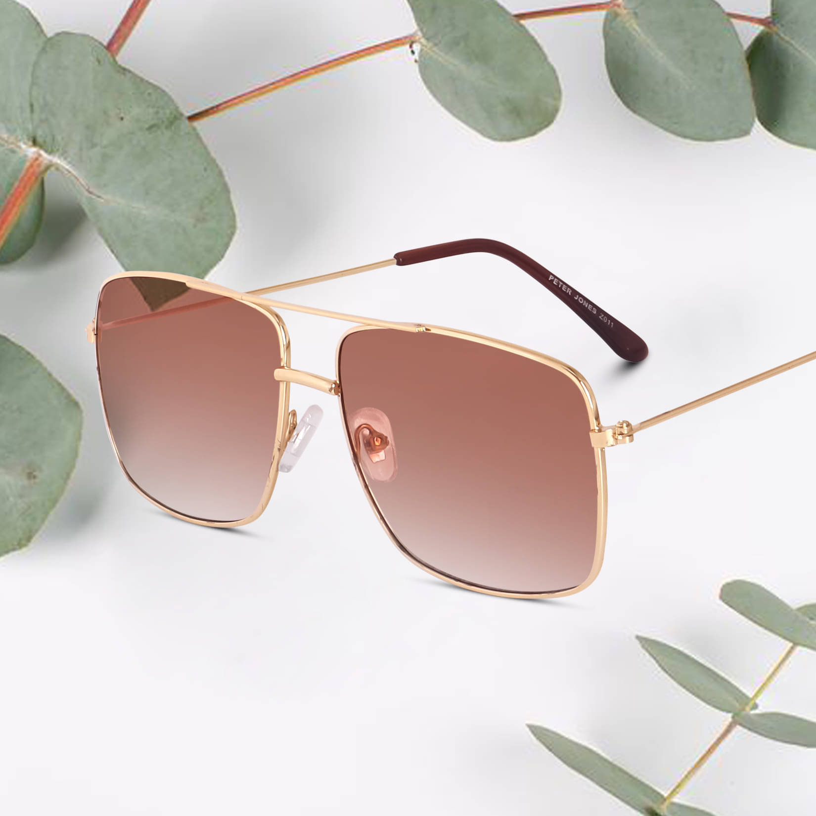     			Peter Jones Gold Square Sunglasses ( Pack of 1 )