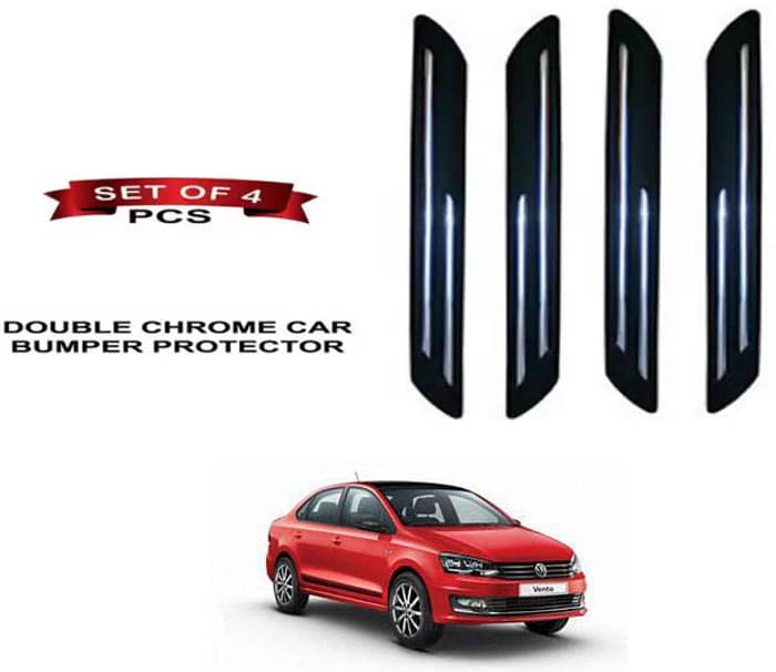     			RONISH Rubber Car Bumper Protector Guard (Double Chrome) For Volkswagen Vento