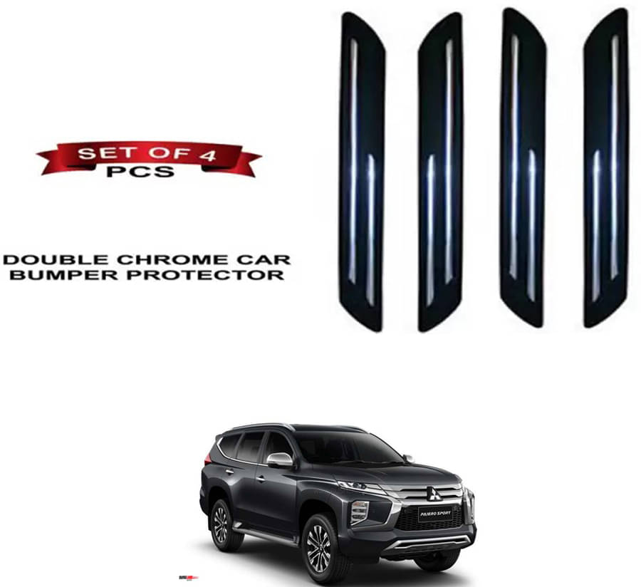     			RONISH Rubber Car Bumper Protector Guard (Double Chrome) For Mitsubishi Pajero Sport Facelift