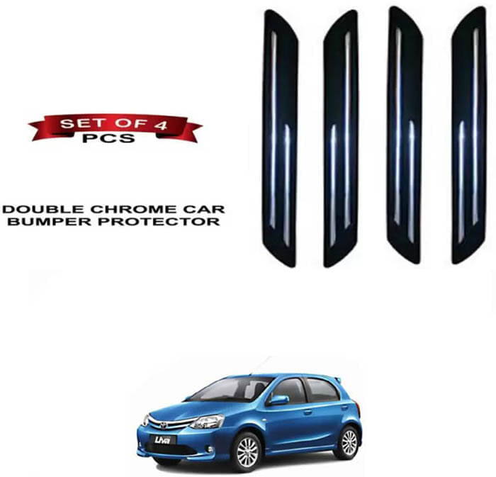     			RONISH Rubber Car Bumper Protector Guard (Double Chrome) For Toyota Etios Liva