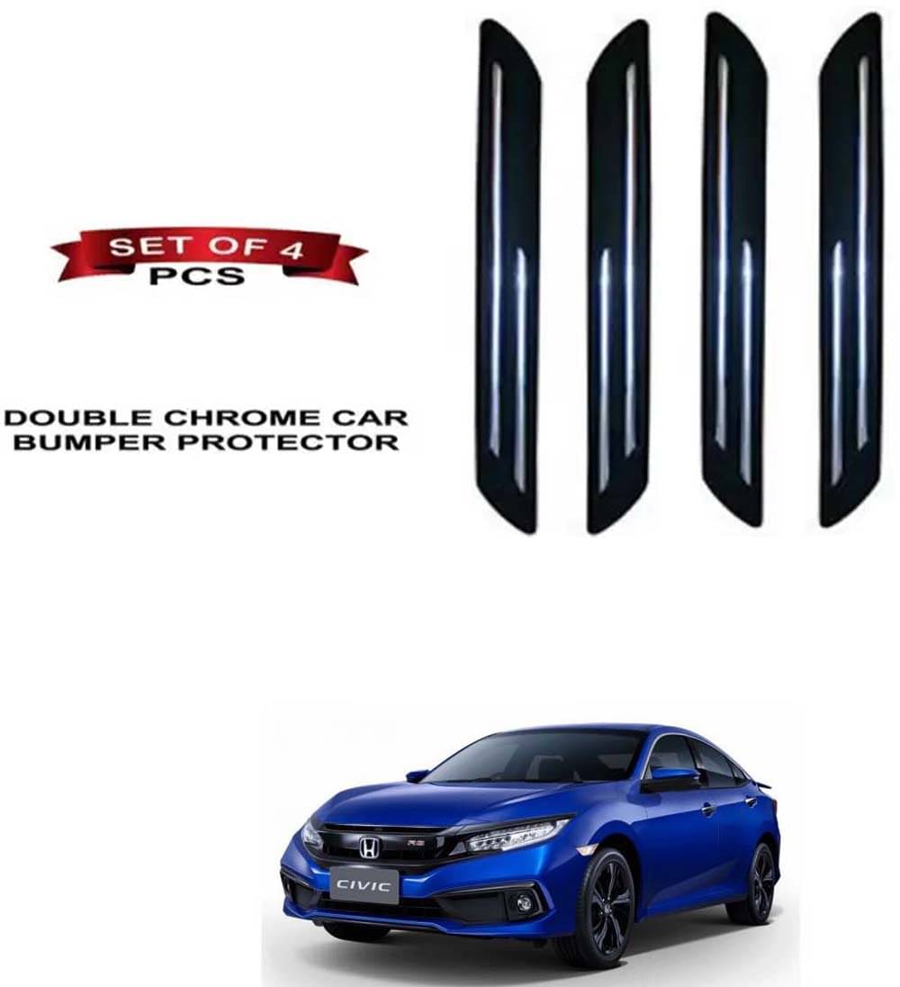 RONISH Rubber Car Bumper Protector Guard (Double Chrome) For Honda Civic Facelift     			RONISH Rubber Car Bumper Protector Guard (Double Chrome) For Honda Civic Facelift