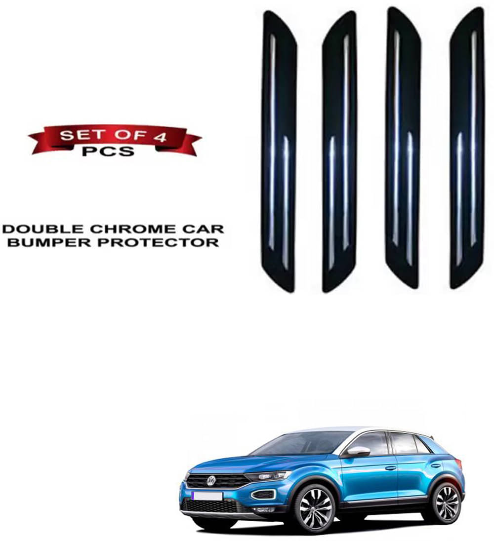 RONISH Rubber Car Bumper Protector Guard (Double Chrome) For Volkswagen T-Roc     			RONISH Rubber Car Bumper Protector Guard (Double Chrome) For Volkswagen T-Roc