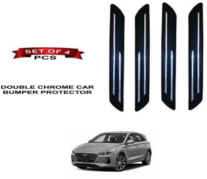 RONISH Rubber Car Bumper Protector Guard (Double Chrome) For Hyundai Elantra RONISH Rubber Car Bumper Protector Guard (Double Chrome) For Hyundai Elantra