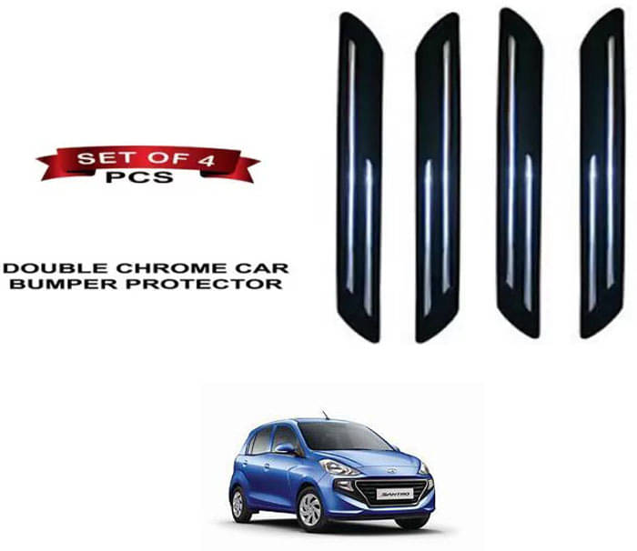     			RONISH Rubber Car Bumper Protector Guard (Double Chrome) For Hyundai Santro