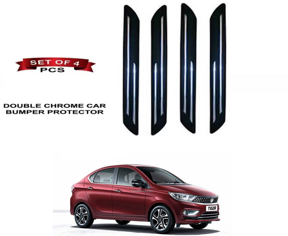 RONISH Rubber Car Bumper Protector Guard (Double Chrome) For Tata Tigor Facelift RONISH Rubber Car Bumper Protector Guard (Double Chrome) For Tata Tigor Facelift