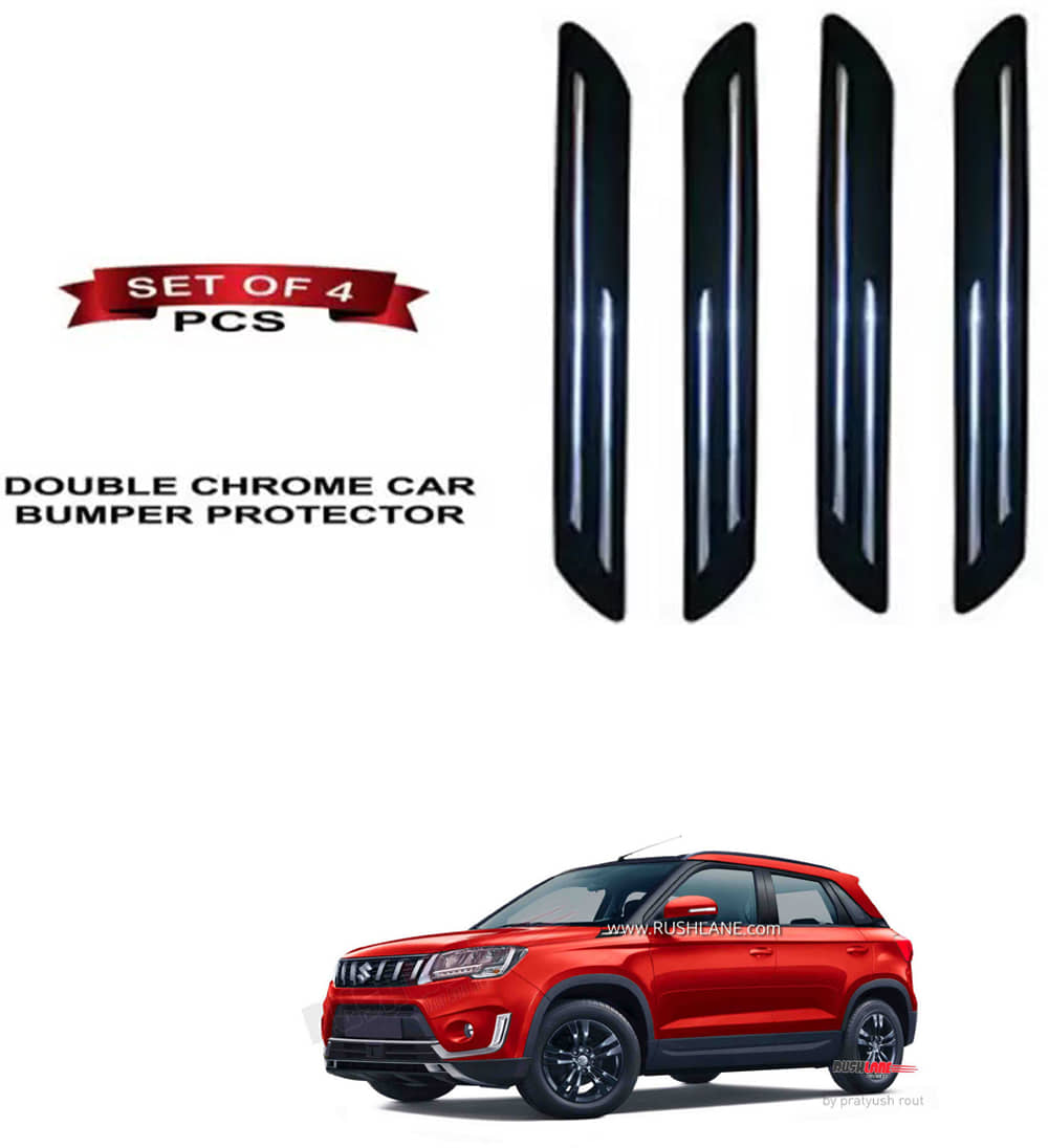 RONISH Rubber Car Bumper Protector Guard (Double Chrome) For Maruti Suzuki Vitara Brezza Facelift