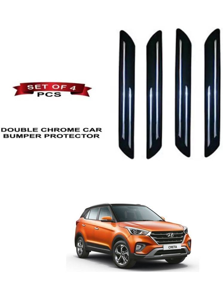 RONISH Rubber Car Bumper Protector Guard (Double Chrome) For Hyundai Creta 2020 RONISH Rubber Car Bumper Protector Guard (Double Chrome) For Hyundai Creta 2020