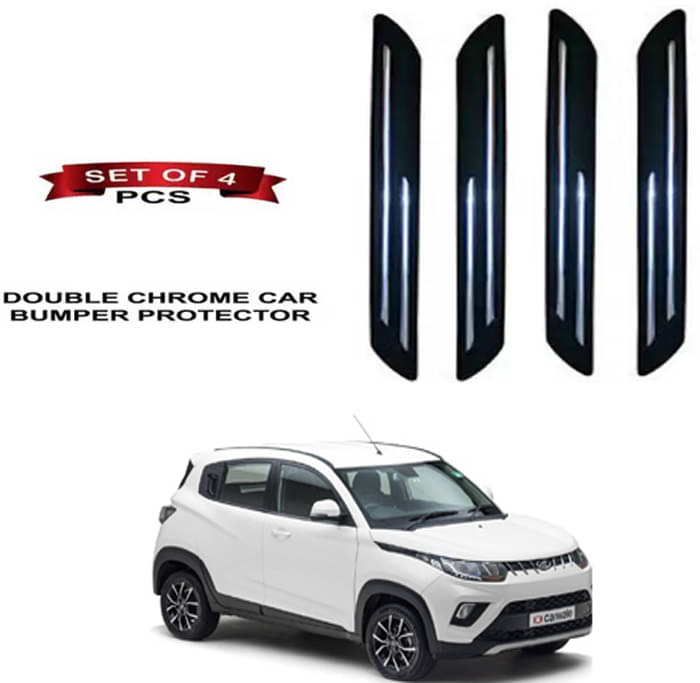 RONISH Rubber Car Bumper Protector Guard (Double Chrome) For Mahindra 100 RONISH Rubber Car Bumper Protector Guard (Double Chrome) For Mahindra 100