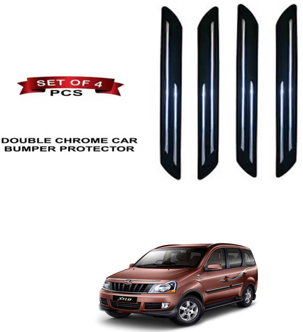 RONISH Rubber Car Bumper Protector Guard (Double Chrome) For Mahindra Xylo