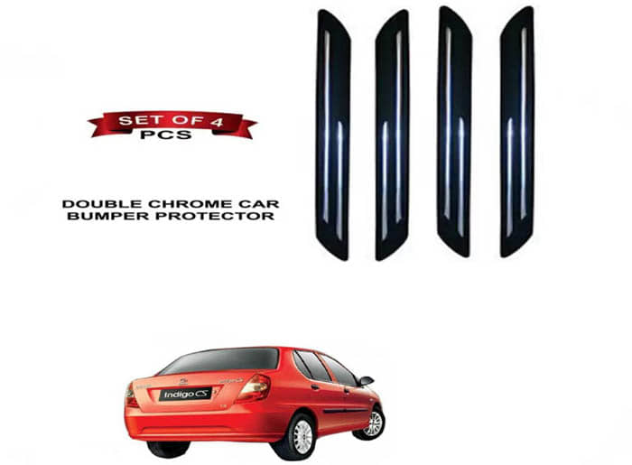 RONISH Rubber Car Bumper Protector Guard (Double Chrome) For Tata Indigo CS