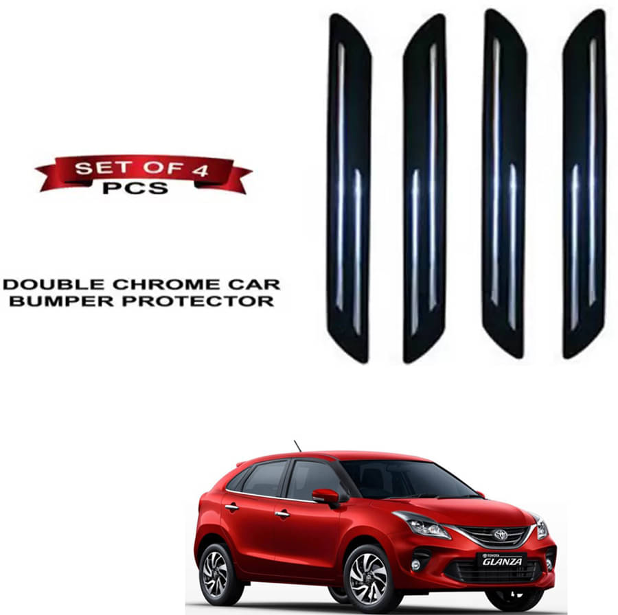     			RONISH Rubber Car Bumper Protector Guard (Double Chrome) For Toyota Glanza