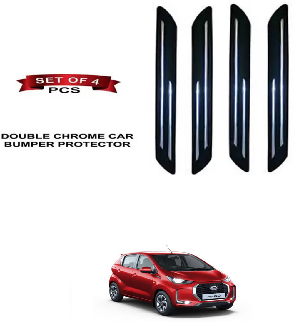     			RONISH Rubber Car Bumper Protector Guard (Double Chrome) For Datsun redi-GO