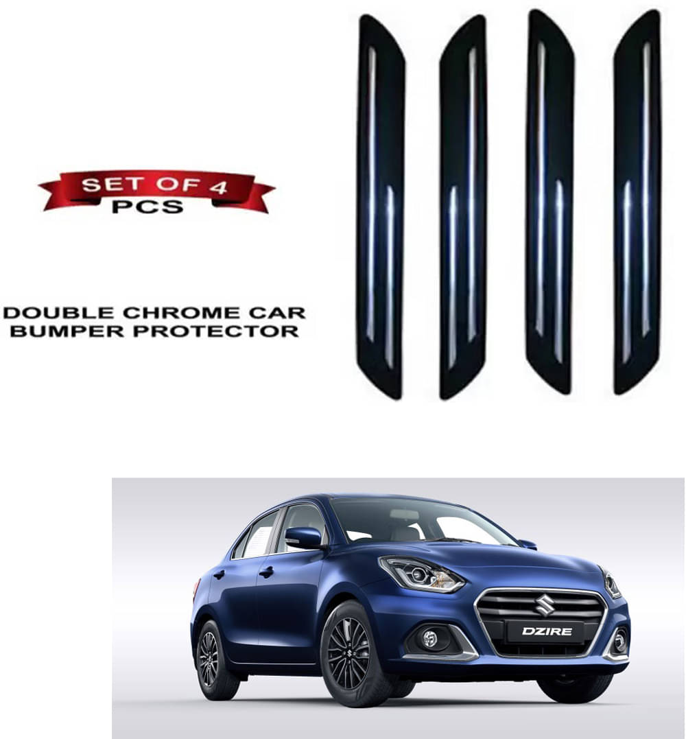     			RONISH Rubber Car Bumper Protector Guard (Double Chrome) For Maruti Suzuki Dzire