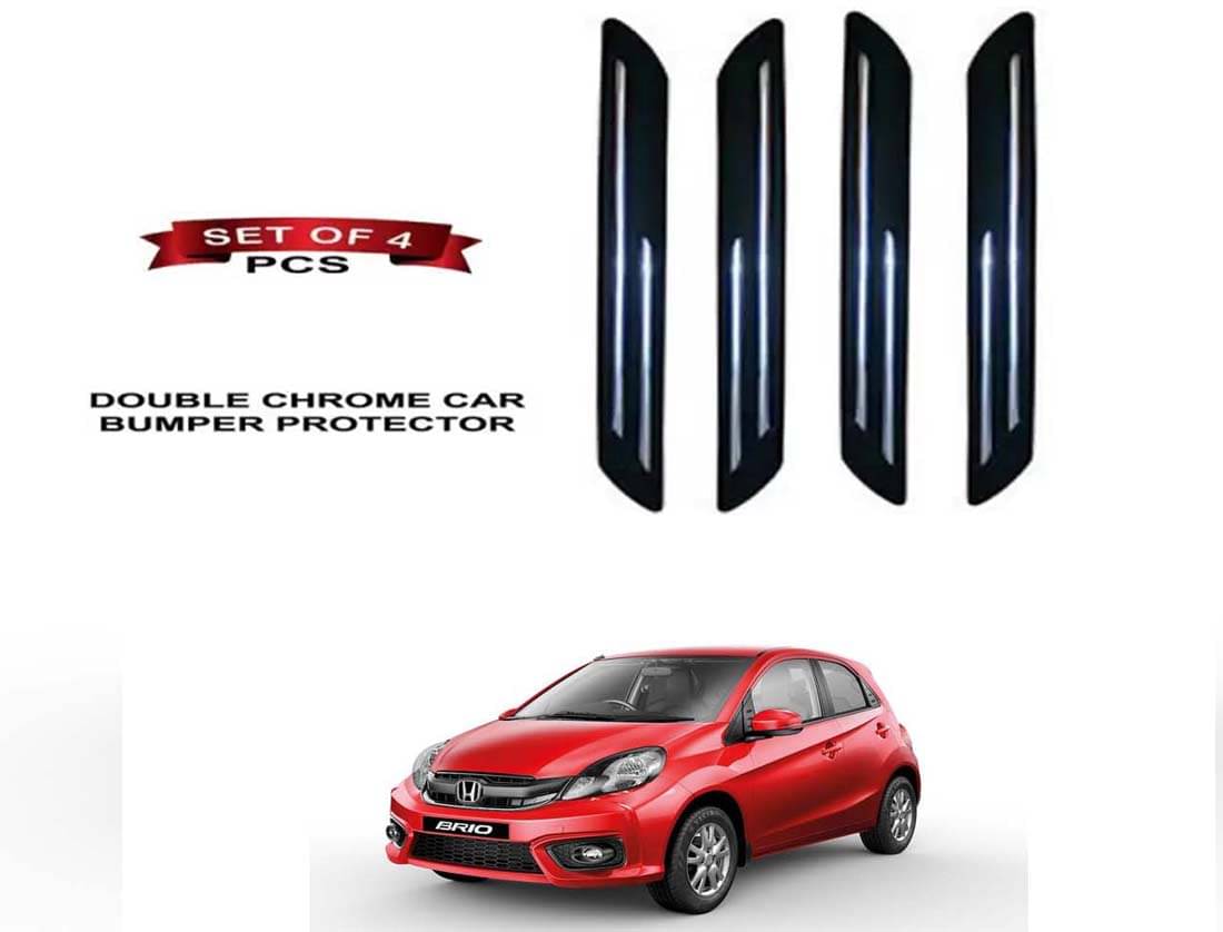 RONISH Rubber Car Bumper Protector Guard (Double Chrome) For Honda Brio Facelift RONISH Rubber Car Bumper Protector Guard (Double Chrome) For Honda Brio Facelift