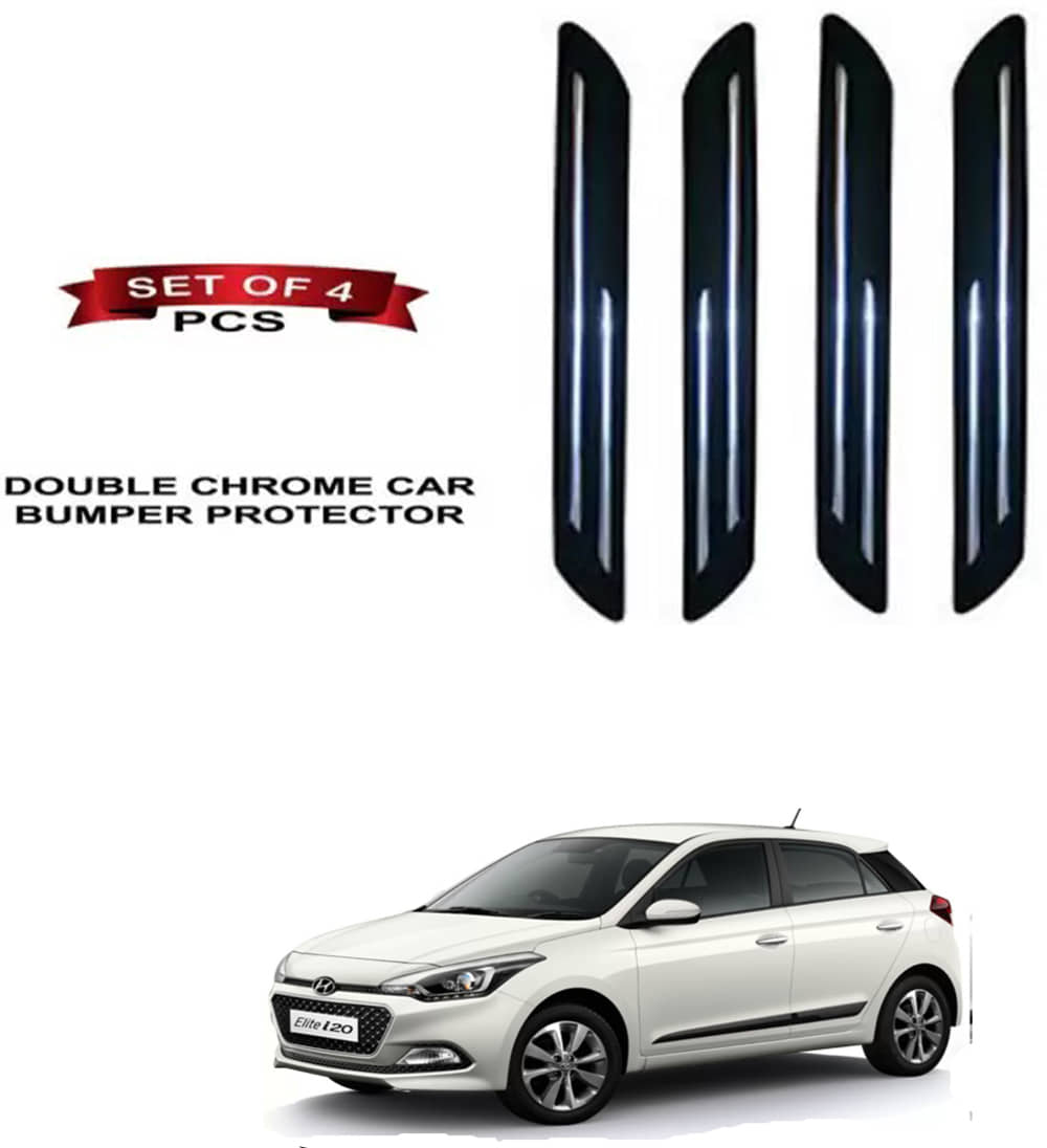 RONISH Rubber Car Bumper Protector Guard (Double Chrome) For Hyundai Elite i20 2020