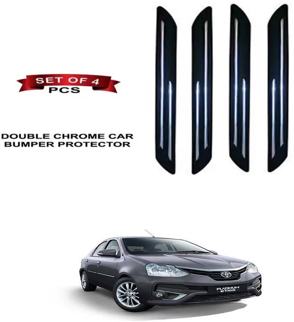 RONISH Rubber Car Bumper Protector Guard (Double Chrome) For Toyota Platinum Etios RONISH Rubber Car Bumper Protector Guard (Double Chrome) For Toyota Platinum Etios