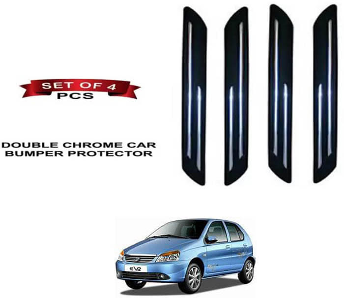RONISH Rubber Car Bumper Protector Guard (Double Chrome) For Tata Indica Ev2 RONISH Rubber Car Bumper Protector Guard (Double Chrome) For Tata Indica Ev2