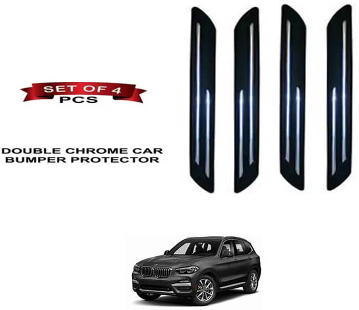 RONISH Rubber Car Bumper Protector Guard (Double Chrome) For BMW X1 RONISH Rubber Car Bumper Protector Guard (Double Chrome) For BMW X1