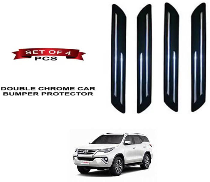     			RONISH Rubber Car Bumper Protector Guard (Double Chrome) For Toyota New Fortuner