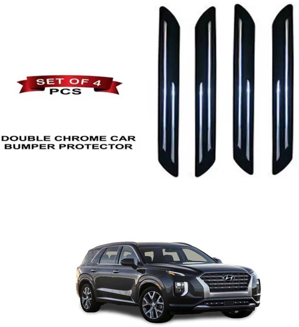 RONISH Rubber Car Bumper Protector Guard (Double Chrome) For Hyundai Palisade     			RONISH Rubber Car Bumper Protector Guard (Double Chrome) For Hyundai Palisade