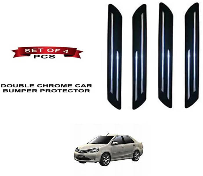 RONISH Rubber Car Bumper Protector Guard (Double Chrome) For Toyota Etios RONISH Rubber Car Bumper Protector Guard (Double Chrome) For Toyota Etios