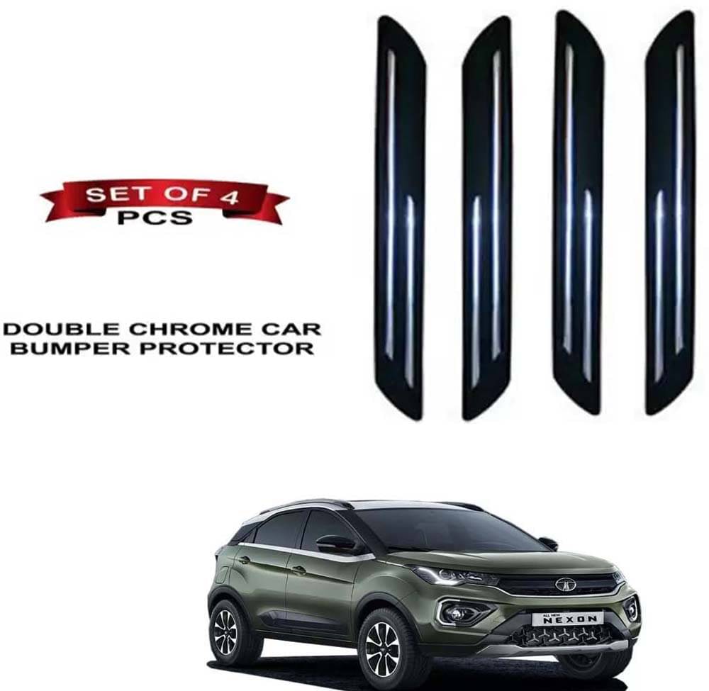 RONISH Rubber Car Bumper Protector Guard (Double Chrome) For Tata Nexon RONISH Rubber Car Bumper Protector Guard (Double Chrome) For Tata Nexon
