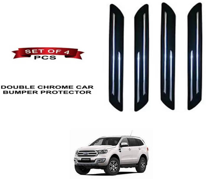     			RONISH Rubber Car Bumper Protector Guard (Double Chrome) For Ford Endeavour