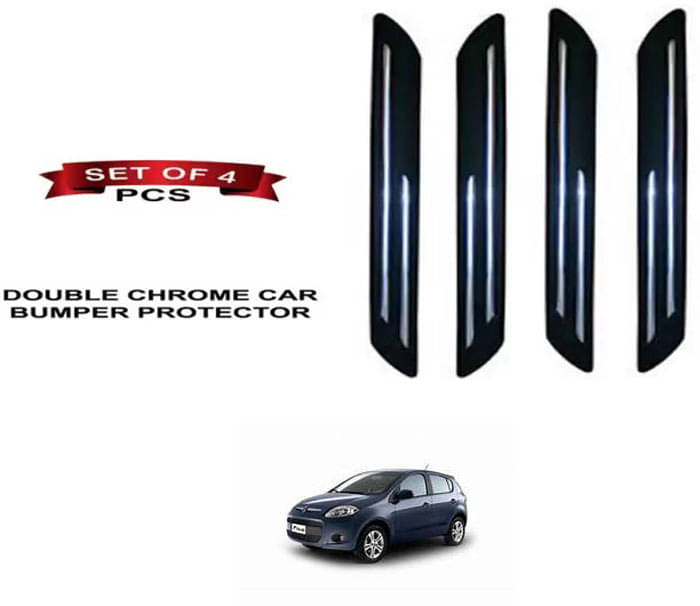     			RONISH Rubber Car Bumper Protector Guard (Double Chrome) For Fiat Palio