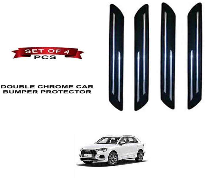 RONISH Rubber Car Bumper Protector Guard (Double Chrome) For Audi Q3 RONISH Rubber Car Bumper Protector Guard (Double Chrome) For Audi Q3