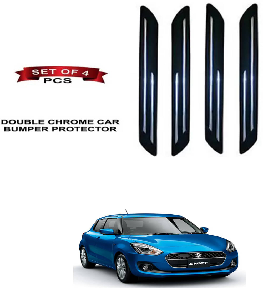     			RONISH Rubber Car Bumper Protector Guard (Double Chrome) For Maruti Suzuki Swift Hybrid