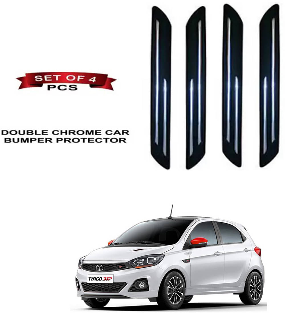 RONISH Rubber Car Bumper Protector Guard (Double Chrome) For Tata Tiago JTP RONISH Rubber Car Bumper Protector Guard (Double Chrome) For Tata Tiago JTP