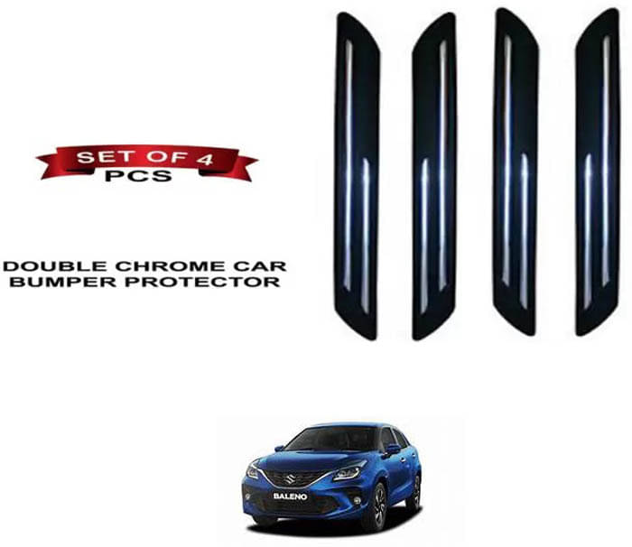     			RONISH Rubber Car Bumper Protector Guard (Double Chrome) For Maruti Suzuki Baleno