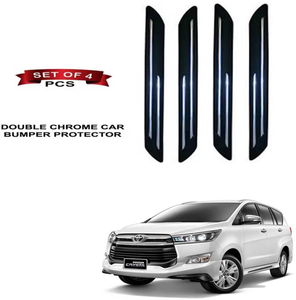    			RONISH Rubber Car Bumper Protector Guard (Double Chrome) For Toyota Innova Crysta Facelift