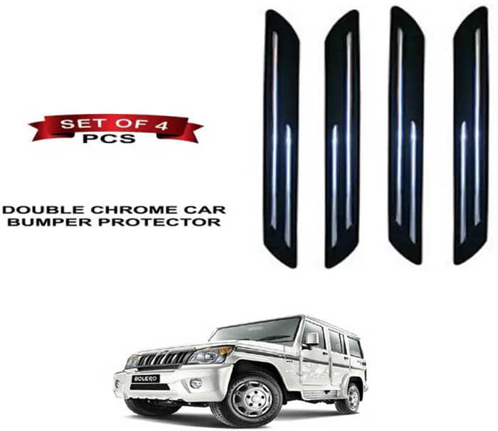 RONISH Rubber Car Bumper Protector Guard (Double Chrome) For Mahindra Bolero