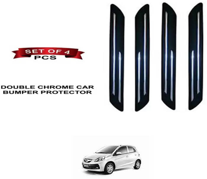 RONISH Rubber Car Bumper Protector Guard (Double Chrome) For Honda Brio RONISH Rubber Car Bumper Protector Guard (Double Chrome) For Honda Brio