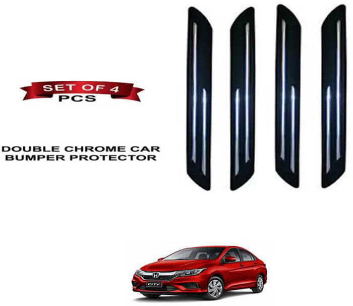 RONISH Rubber Car Bumper Protector Guard (Double Chrome) For Honda City